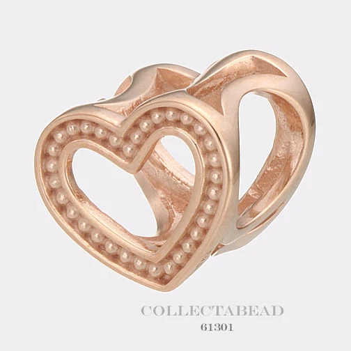 Authentic Endless Silver Rose Gold Plated Heart Dots Gold Bead 61301 - Image 1 of 1