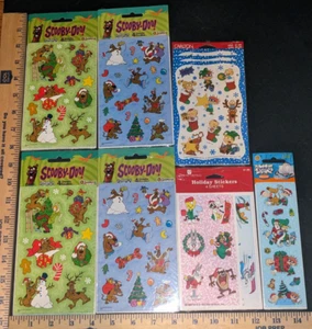 7x NIP Vintage Sandylion Scooby Doo-Rugrats-Looney Tunes Stickers Christmas Lot - Picture 1 of 5