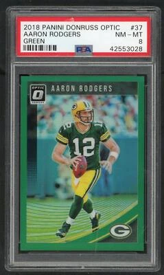 2018 Aaron Rodgers Panini Donruss Optic Green #37 /5 PSA 8 - Image 1 of 2