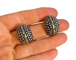 Silber und goldfarbene strukturierte Metall Clip auf Ohrringe 1 Zoll 20,88 Gramm - Bild 1 von 7