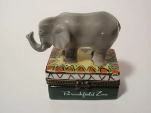 Caja de baratija con bisagras figura elefante de porcelana Brookfield Zoo - Imagen 1 de 7