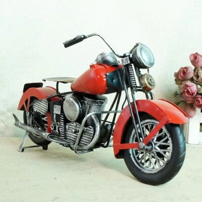 Collectible Iron Motorcycle Sculpture Retro Handcrafted Metal Motorbike Model - Image 1 of 4