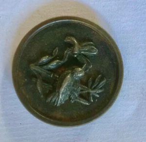 Vintage Antique 3D Metal Button BIRD & BUG - Picture 1 of 2