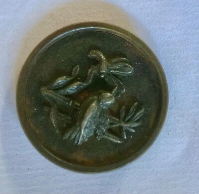  Vintage Antique 3D Metal Button BIRD & BUG - Image 1 of 2
