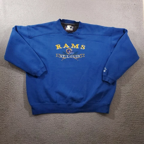 Vintage St Louis Rams Sweatshirt Mens Extra Large Blue Starter Tag Embroidered Cover