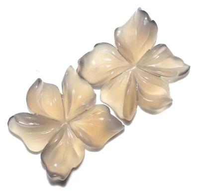 Par de piedras preciosas sueltas hechas a mano de calcedonia natural 30x28 mm 62,16 CTS Foto 1 de 4