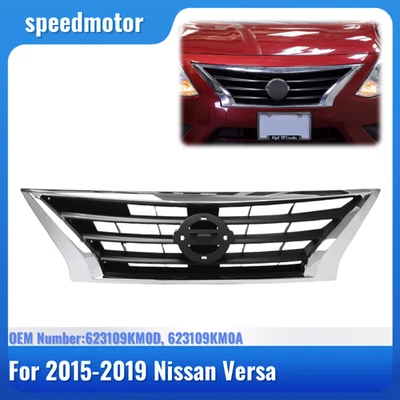For 2015 2016 2017 2018 2019 Nissan Versa Front Bumper Chrome Grille Grill - Image 1 of 4