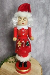 Mrs Claus Baker Nussknacker Lebkuchen Plätzchen Süßigkeiten Weihnachten Holz Dekor 14" - Bild 1 von 8