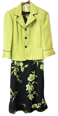 ✨Vestido sin mangas floral verde negro Studio 1 para mujer con chaqueta, talla 4 p Foto 1 de 4