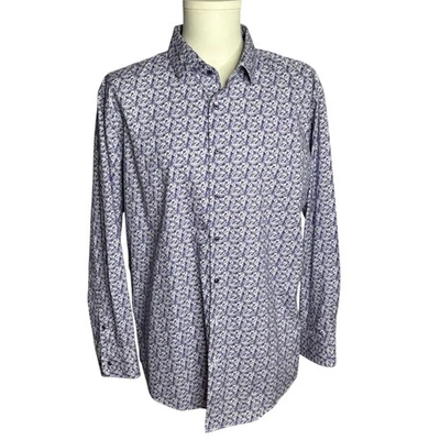 Camisa Nordstrom sin planchar 17,5 34-35 púrpura floral ajuste elástico manga larga Foto 1 de 4