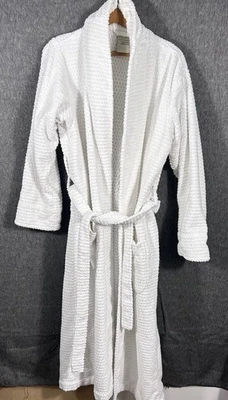 Pottery Barn Cotton Spa Robe Size L Pockets Relaxed Mid Calf Luxurious Belted - Image 1 of 4