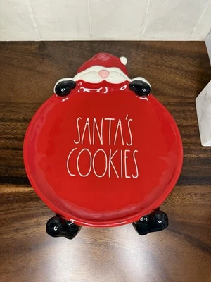 Rae Dunn SANTA’S COOKIES Serving Figural Plate Santa Head And Feet NEW holiday - Image 1 of 2