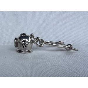 Diving Helmet Old Time Sea Key Holder Sterling Silver 925 RARE Find Mens gift - Picture 1 of 6