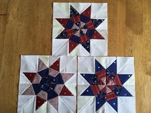 3 Sunny Star Quilt Blocks -2- - Picture 1 of 6