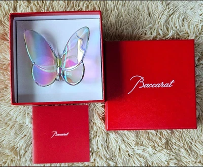 Nuovo Baccarat Clear Iridescent Lucky Butterfly 2601482 cristallo Francia F/S - Immagine 1 di 4