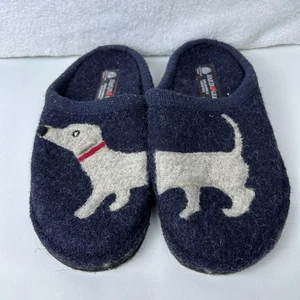 Haflinger Wool Doggy Slippers Women’s Size 39 (US8.5) Navy Blue Dachshund - Picture 1 of 7