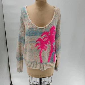 Suéter By Anthropologie Manga Larga Palmera Neón Multicolor Talla L - Imagen 1 de 13