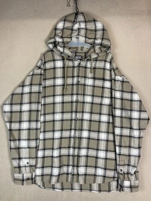 Moletom com capuz Diesel masculino 50 bege quadriculado S-Dewny capuz flanela botão frente camisa - Imagem 1 de 4