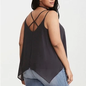 Torrid Grey Sleeveless Strappy Chiffon Cami Top 3X NWT 10811427 - Picture 1 of 13