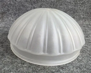 Vintage Frosted Glass Light Shade Dome Ribbed Design 8 Inch Diameter 4.5 Height - Picture 1 of 6