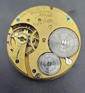 1904 Waltham Bond St 14s Pocket Watch Movement For Repairs - Picture 1 of 2
