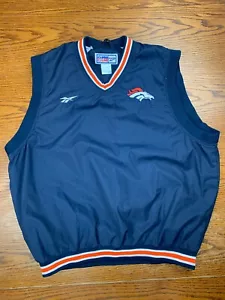 Vintage Reebok NFL Pro Line Denver Broncos Sleeveless V Neck Sweatshirt Sz L - Picture 1 of 8