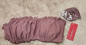 ☆ NWT Xhilaration Junior’s Swim Bikini Top Size XS Mauve Ruffles Removable Pads - Picture 1 of 6