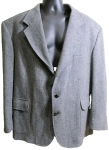 Pendleton VINTAGE Grey Houndstooth Blazer Men's 48 Virgin Wool Lined Jacket MINT - Picture 1 of 3