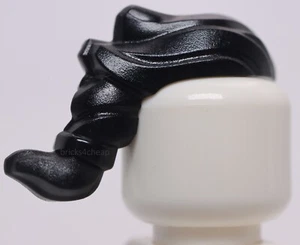 Lego Black Minifig Hair Narrow Swept Back with Ponytail - Picture 1 of 3
