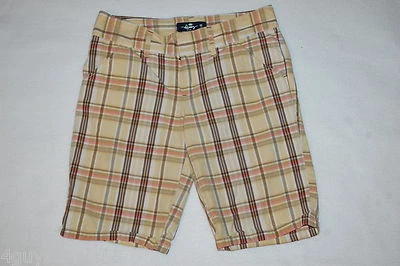 Girls PLAID BERMUDA SHORTS Dressy Casual BEIGE BROWN PEACH Old Navy SIZE 14 - Image 1 of 2