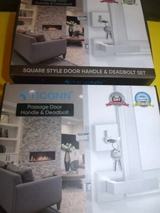 Ticonn Square Door Handle and Dead Bolt (Set of 2) - Picture 1 of 5