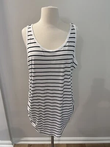 NWT Time and Tru Maternity Sz XXL Tank Top Black White Stripe Fitted Sleeveless - Picture 1 of 8