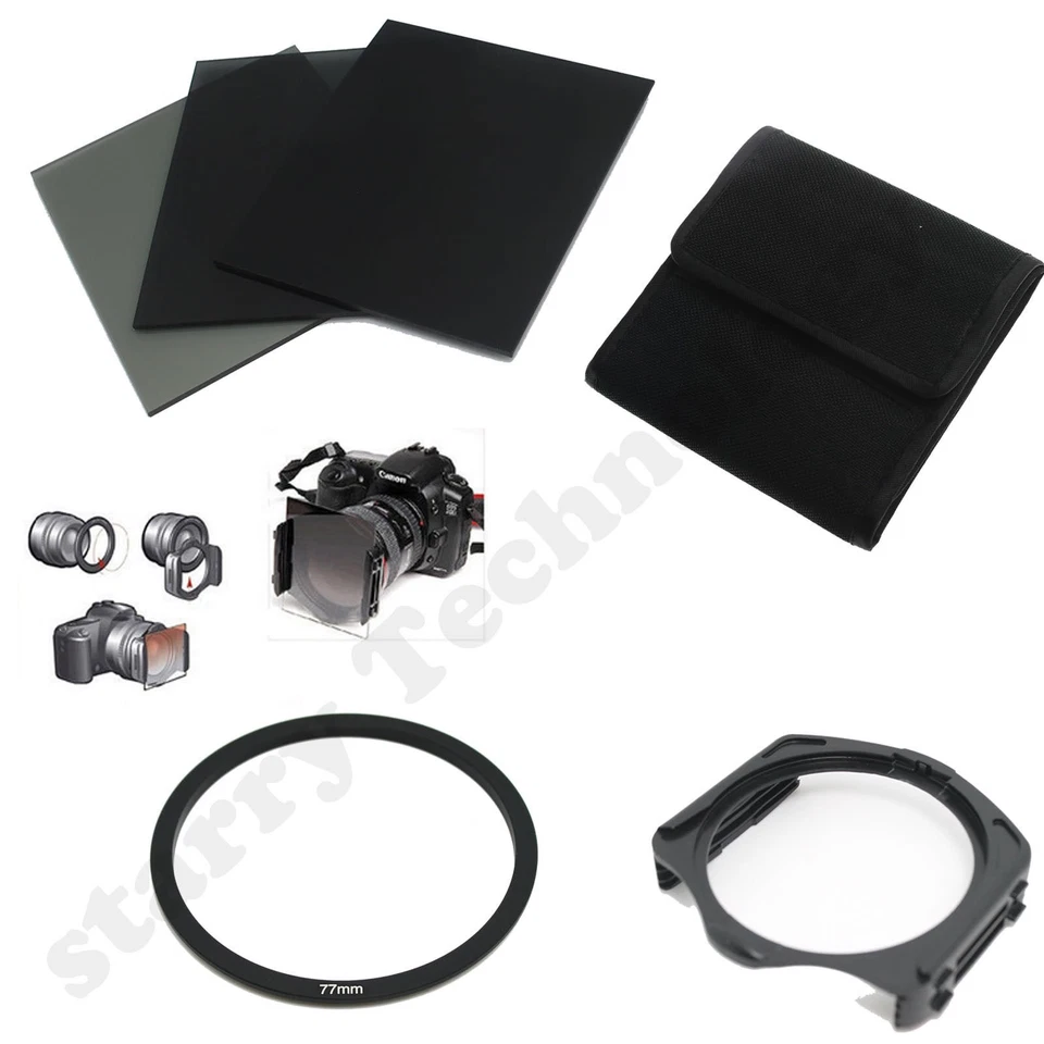 FULL ND2 4 8 filter+Pouch Case+77mm Adapter Ring+Holder for Cokin P Series kit - Image 1 of 4