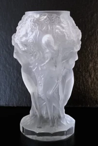 Art Deco Bohemian Frosted Glass Desna Nude Schlevogt Hoffmann Bacchantes Vase - Picture 1 of 11