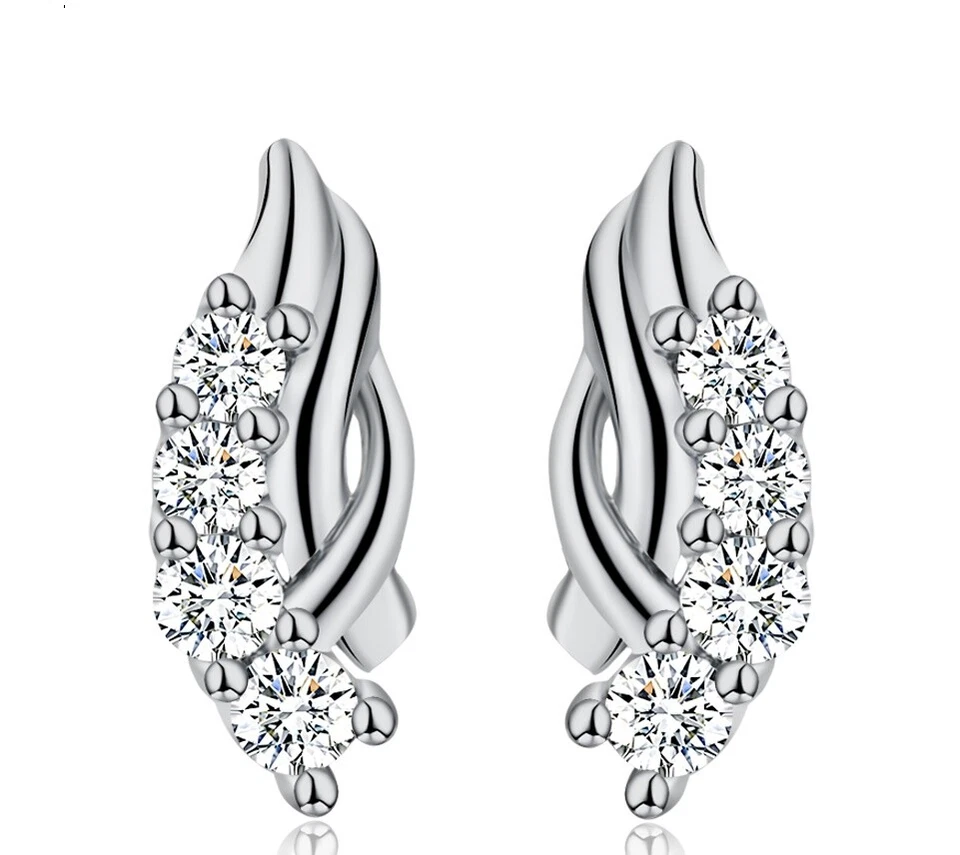 Eleganti Orecchini In Zirconia Cubica 925 Argento Diamante Americano Top - Immagine 1 di 4