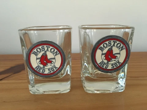Set of 2 Boston Red Sox Shot Glasses MLB Approved, 2.5 in in Height Cover