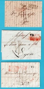 ITALIEN 3 ganze 1835-38 Genua, Bergamo nach Lyon, Frankreich mit Grenzstempel - Bild 1 von 3