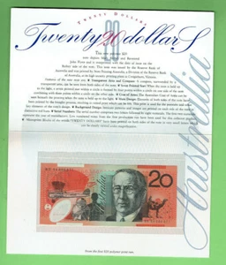 #T317. 1994 FRASER / EVANS AUSTRALIAN POLYMER $20 NOTE IN FOLDER - Bild 1 von 2