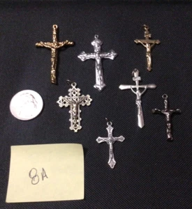 Lot of 7 Crosses Silver Tone and Gold Tone - Picture 1 of 2