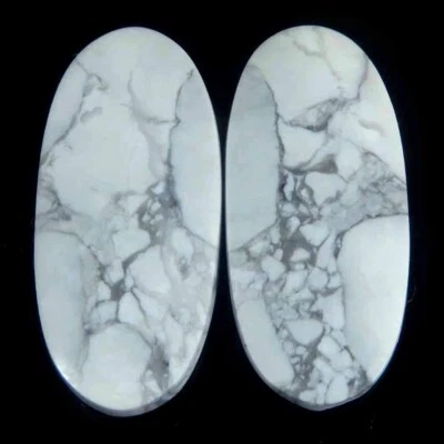 Paar passende Ohrringe 23,00 kt 100 % natürlicher Howlith ovale Form Cab lose... - Bild 1 von 4