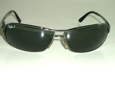 RAY BAN RB3343 004/58 63[]12 3P GUNMETAL POLARIZED FLEX HINGES WRAP SUNGLASSES - Image 1 of 4