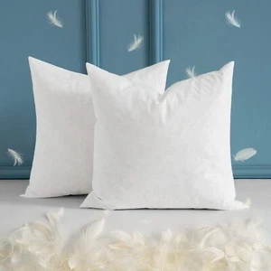 Set of 2 16x16 Inches Throw Pillow Inserts Down and Feather Cotton Decorative... - Picture 1 of 7