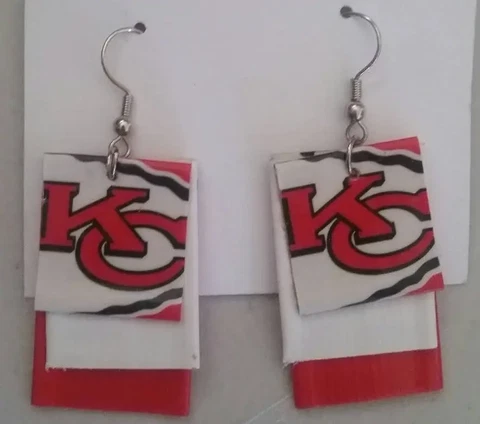 Kansas City Chiefs NFL football earrings duct tape duck lightweight handmade Cover