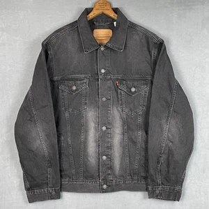 Neu ohne Etikett Levis Jeansjacke verwaschen schwarz Premium Trucker Jeans Größe XL RAG distressed - Bild 1 von 12