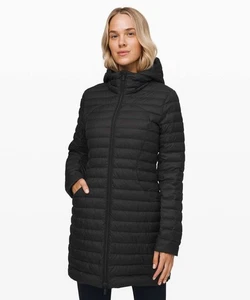 Lululemon Pack It Down 700 Gänsedaunen lange Jacke Mantel Damengröße 8 schwarz - Bild 1 von 9