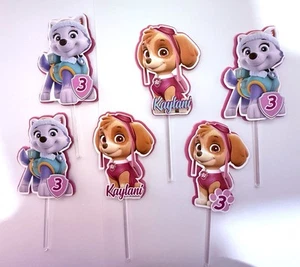 12 Paw Patrol Cupcake Topper Chase Marshall Dog Favor Party Birthday - Picture 1 of 9