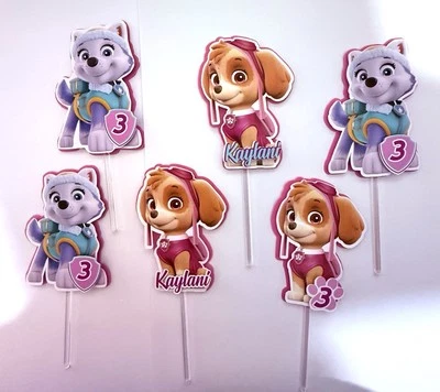 12 Paw Patrol Cupcake Topper Persecución Marshall Perro Favor Fiesta Cumpleaños  Foto 1 de 4