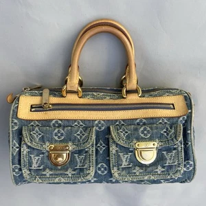 LOUIS VUITTON Monogram Denim Neo Speedy Blue Top Handle Bag - Picture 1 of 21