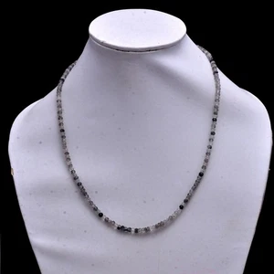 Awesome Natural Black Rutile Beaded Necklace 4mm Rondelle Black Rutile Necklace - Picture 1 of 3