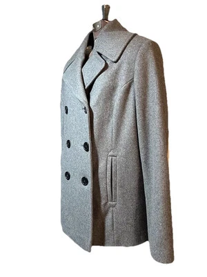 Abrigo TOMMY HILFIGER L Gris Carbón Mezcla de Lana Guisante Chaqueta Doble Pecho Nuevo sin Etiquetas Foto 1 de 4